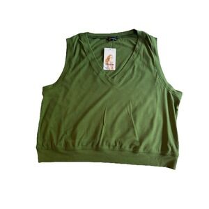 NWT SET PRETTY Garden Green Jogging Pants With Green Top Xl V-neck no sleeve top